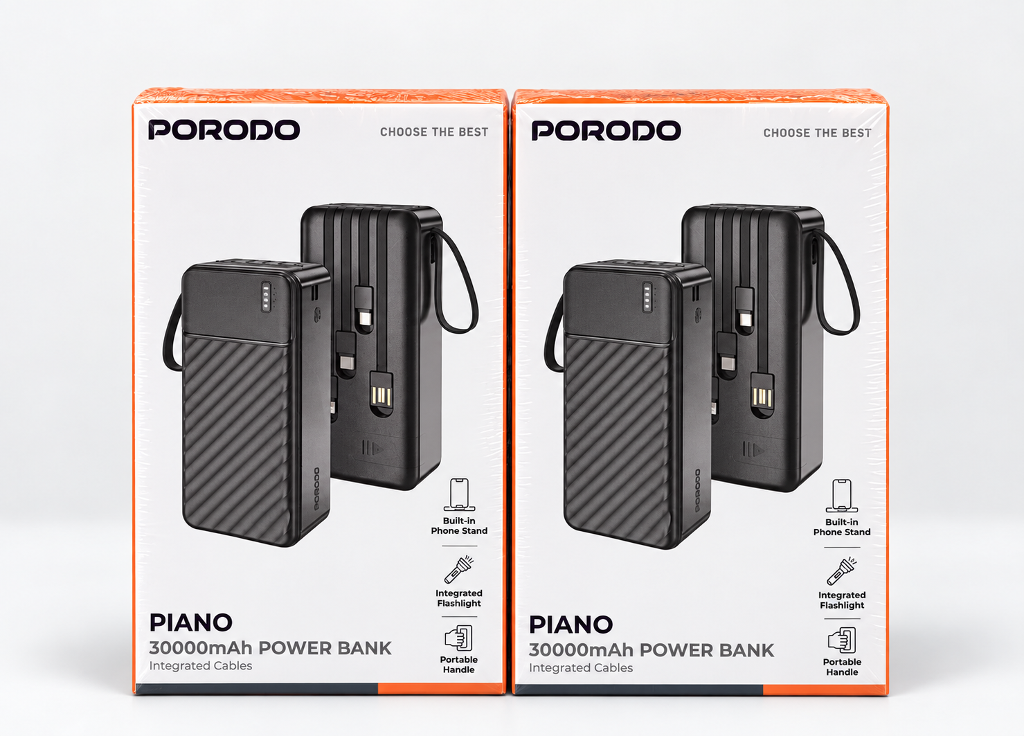 Porodo Piano 30000mAh Power Bank with Integrated Cables