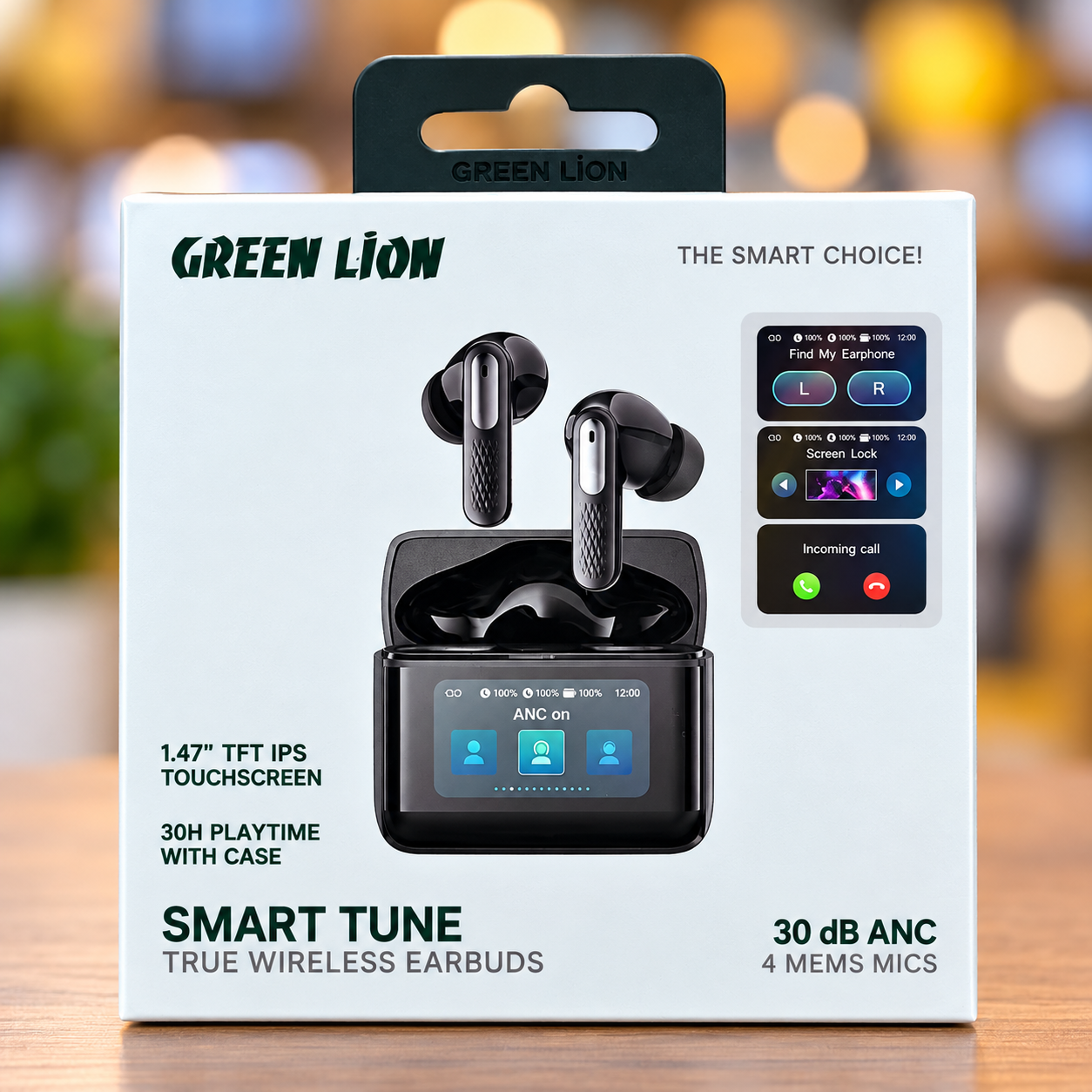 Green Lion Smart Tune True Wireless Earbuds with ANC and Screen
