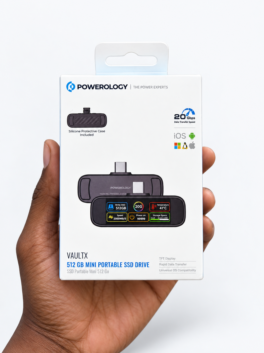 Powerology 512GB Mini Portable SSD