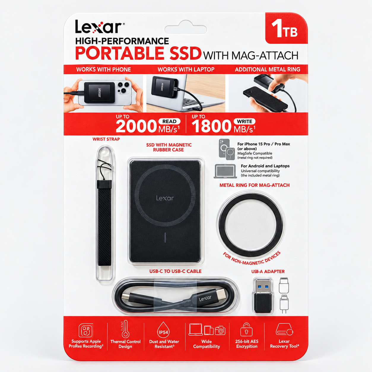 Lexar SL500 1TB Portable SSD Magnetic Set