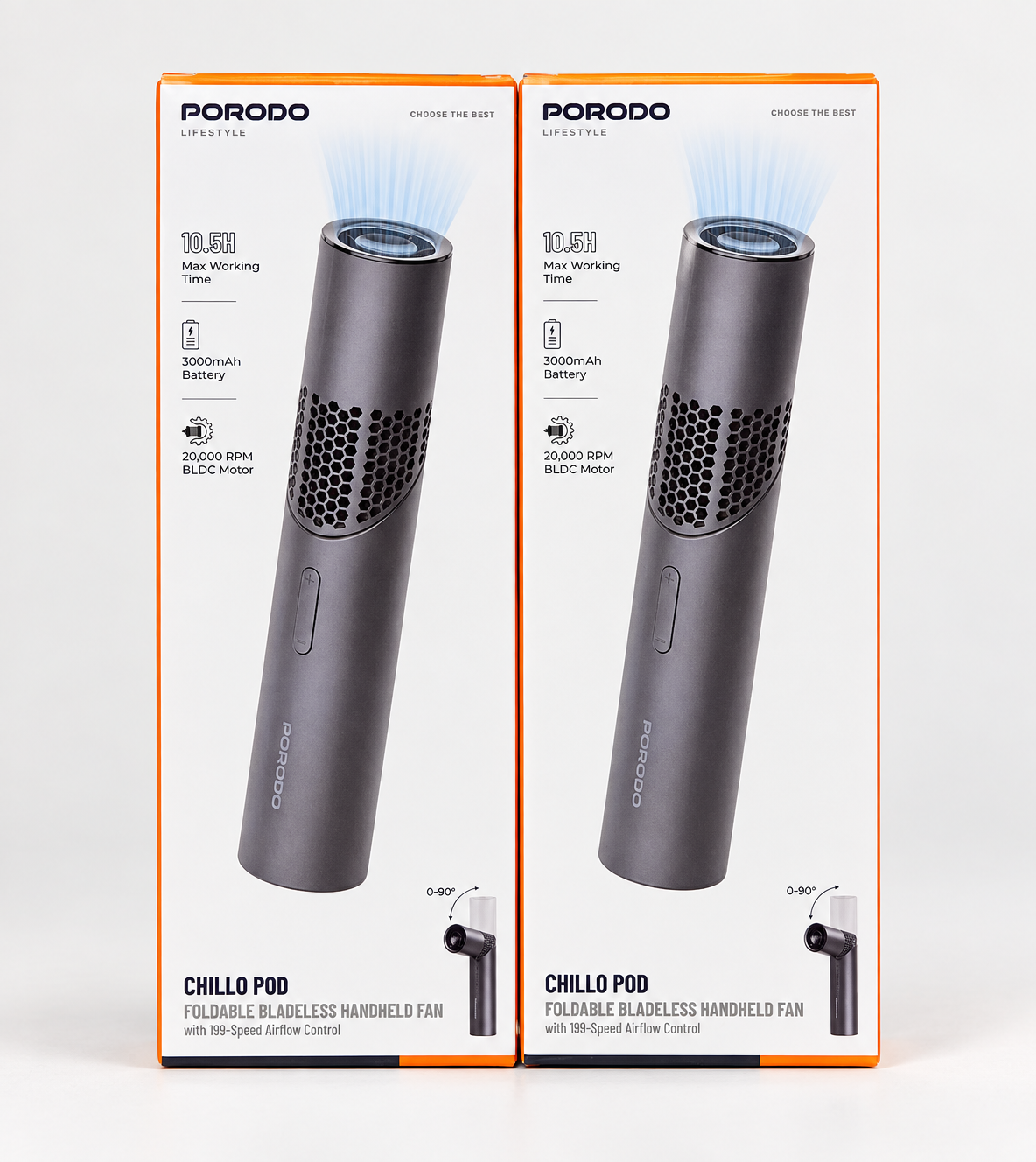 Porodo Lifestyle Chillo Pod Foldable Bladeless Handheld Fan