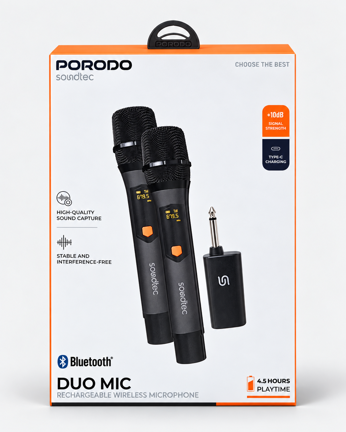 Porodo Soundtec Duo Mic Rechargeable Wireless Microphones
