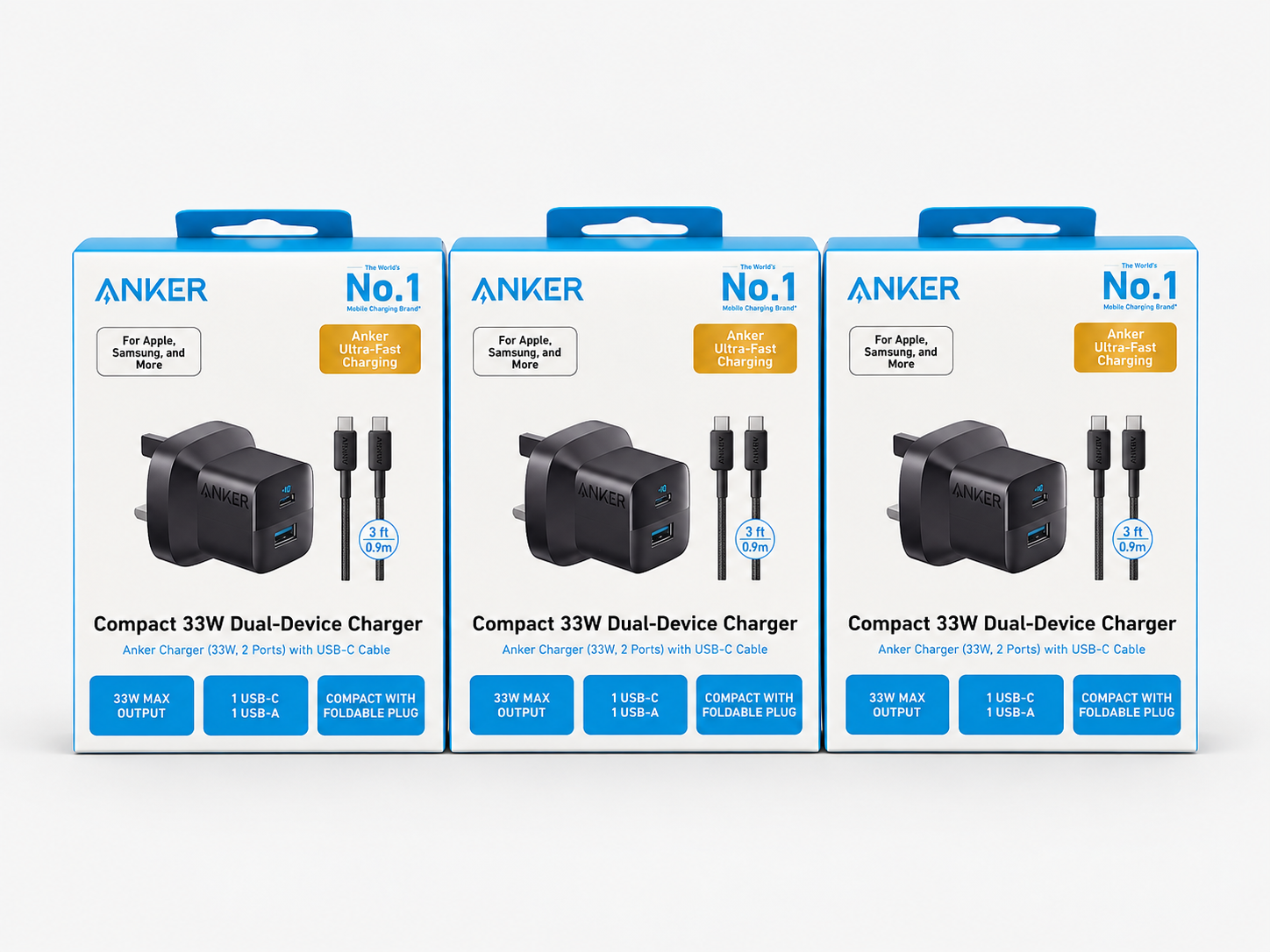 Anker Compact 33W Dual-Device Charger with USB-C Cable