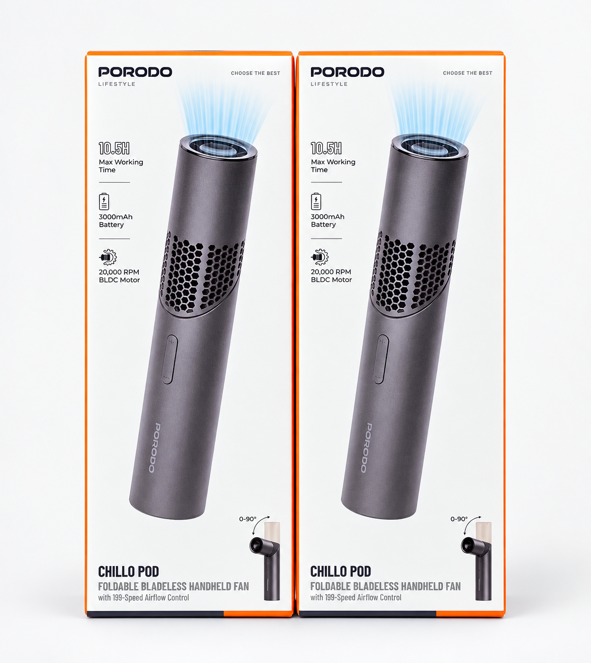 Porodo Lifestyle Chillo Pod Foldable Bladeless Handheld Fan