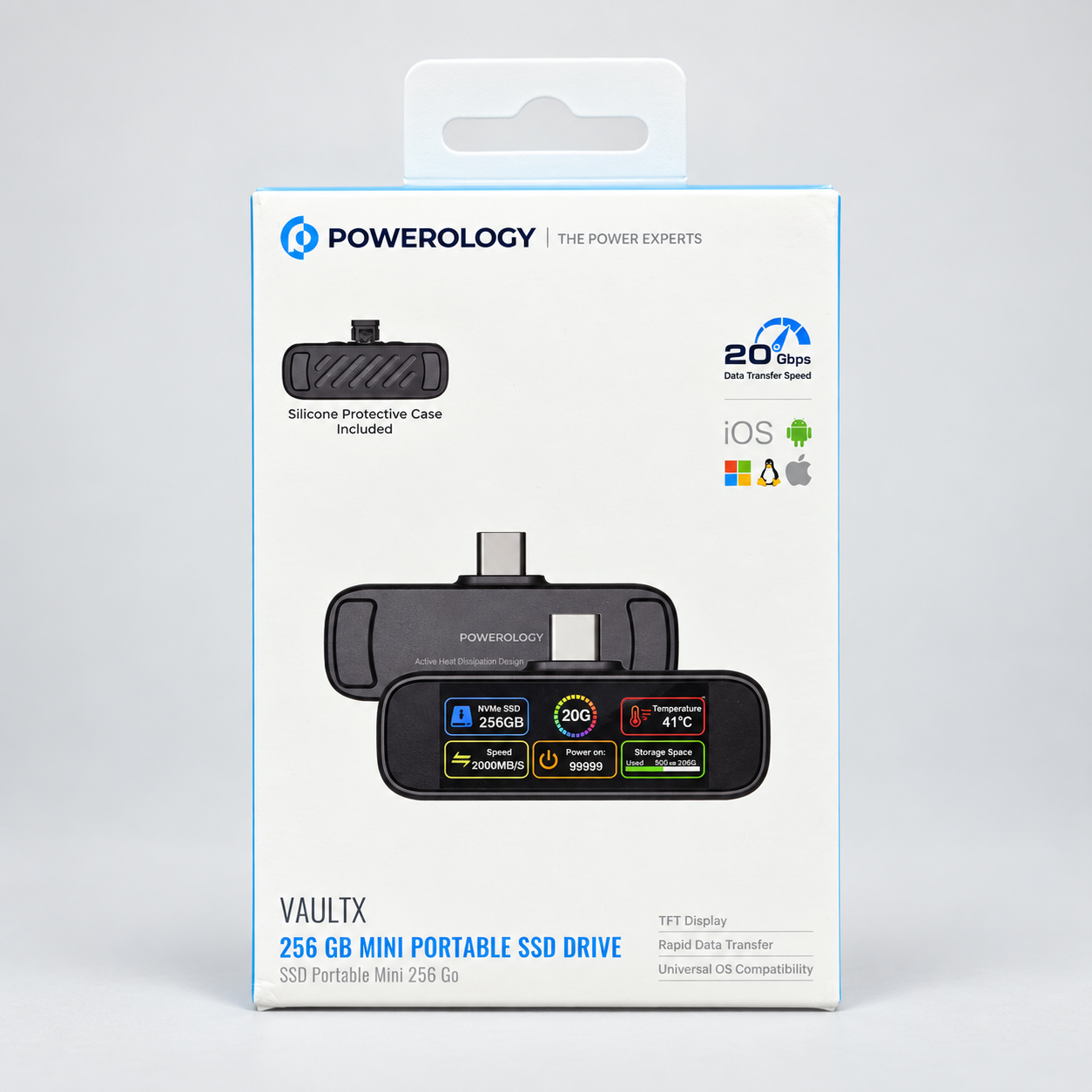 Powerology 256GB Mini Portable SSD