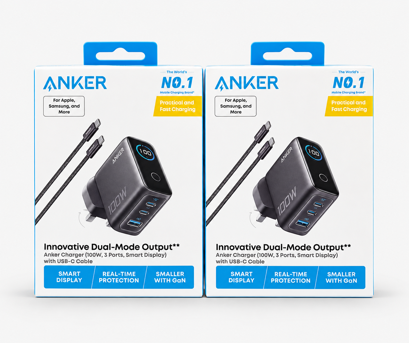 Anker 100W 3-Port GaN Charger with Smart Display