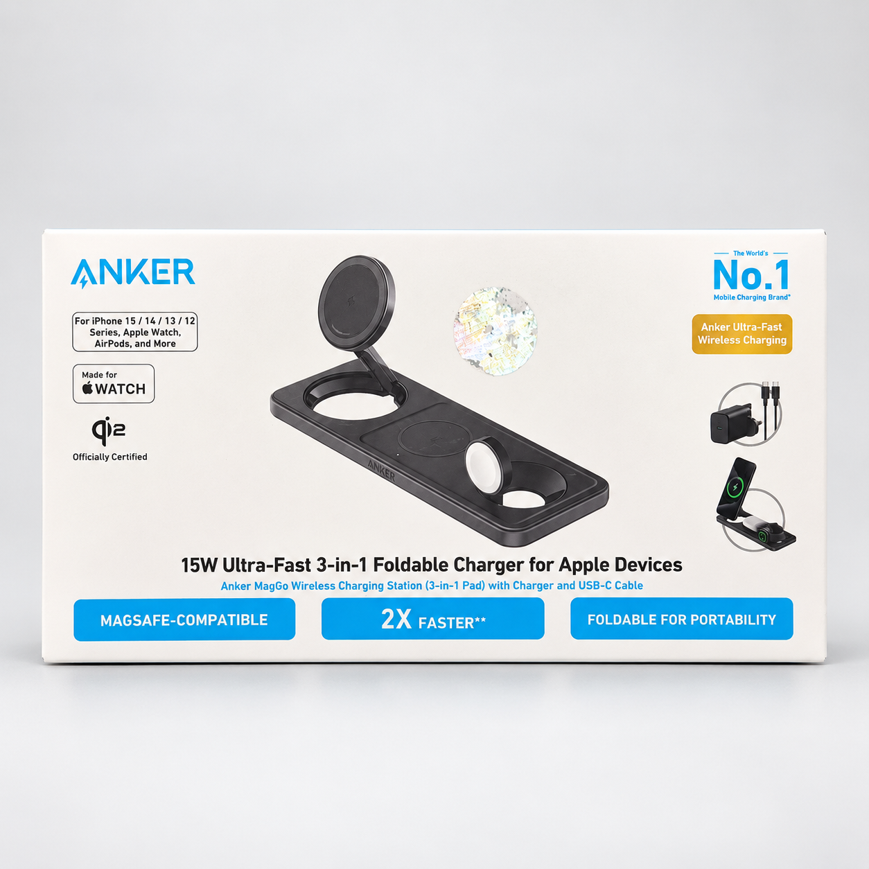 Anker MagGo 3-in-1 Foldable Wireless Charging Station